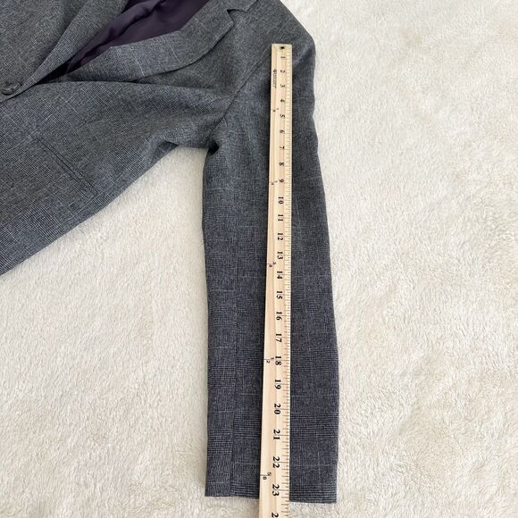 Black Label by Evan-Picone Blazer Size 12 Gray Plaid Classic Tailored Fit - Picture 7 of 9